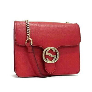 GUCCI Interlocking GG Chain Shoulder Bag Red Leather